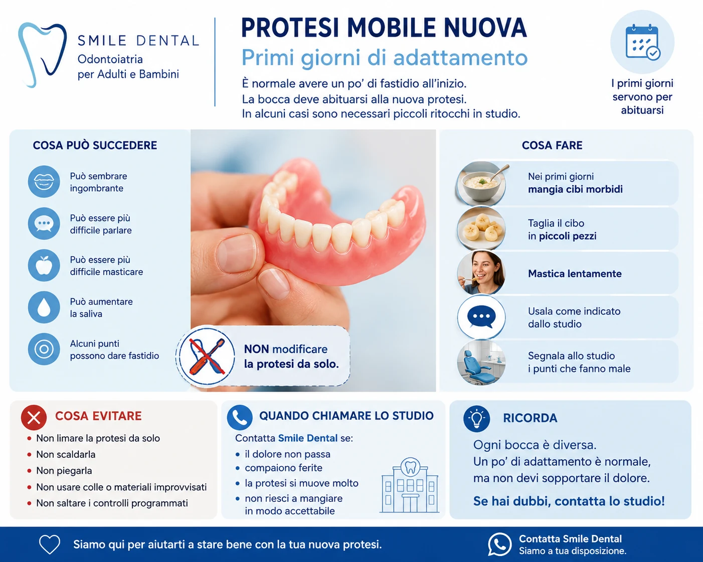 Protesi mobile nuova: primi giorni di adattamento