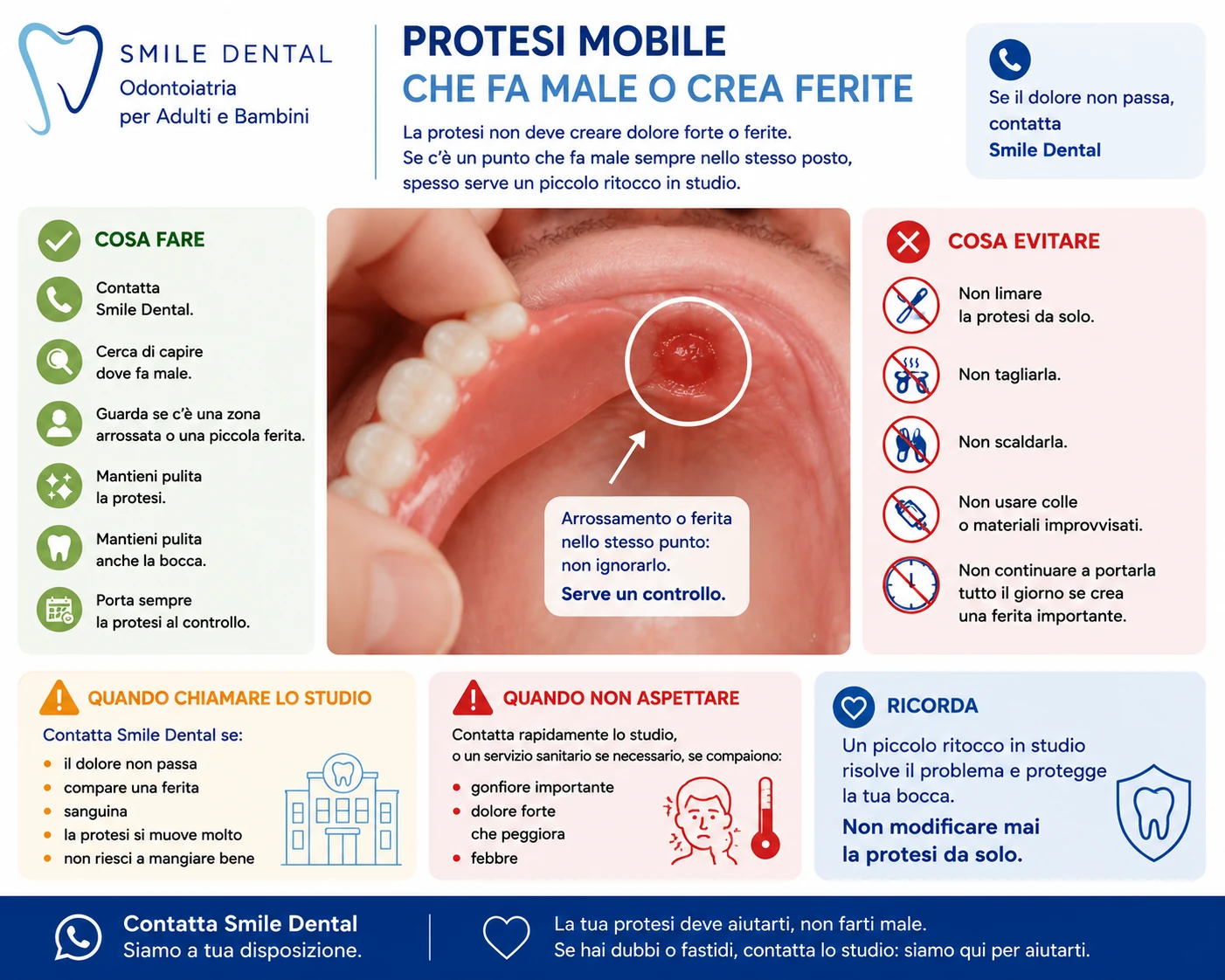 Protesi mobile: ferita sulla mucosa della bocca